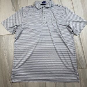 Stitch Golf Mens Blue White Striped Performance Polo Shirt 241SA0100 Large